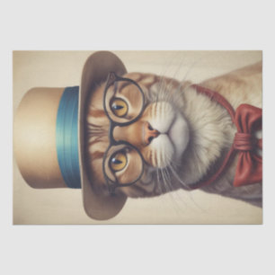 A Cat in Spectacles Decoupage Paper