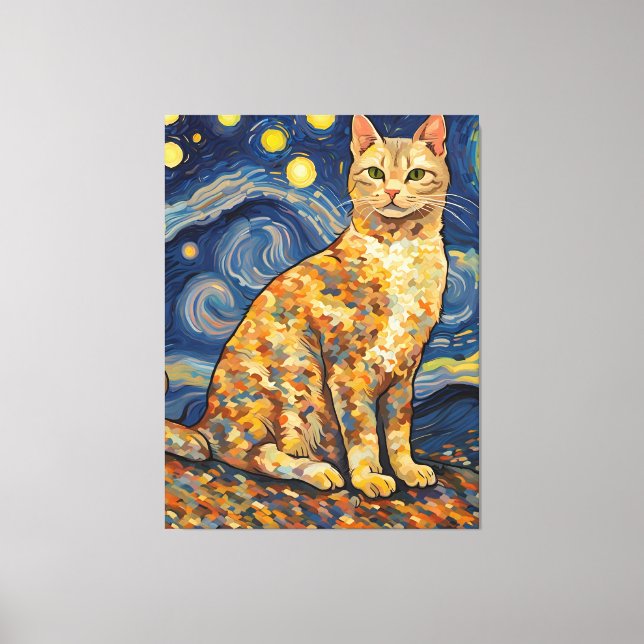 A Cat in The Starry Night Canvas Print (Front)