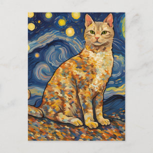 A Cat in The Starry Night Postcard