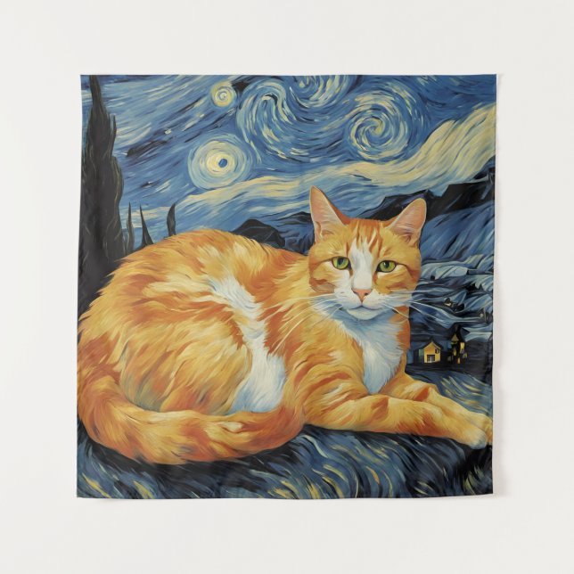 A Cat in The Starry Night Tapestry (Front)