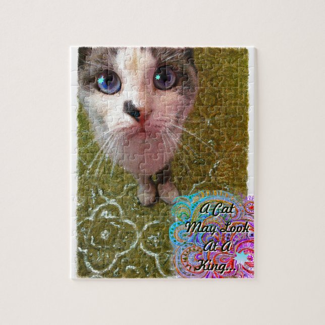 A Cat May Look At A King funny feline Jigsaw Puzzle (Vertical)