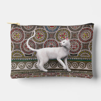 A cat on the mosaic accessory pouch