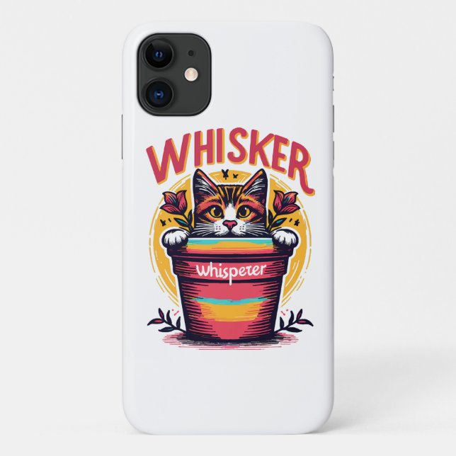 A cat peeking out from behind a flowerpot Case-Mate iPhone case (Back)