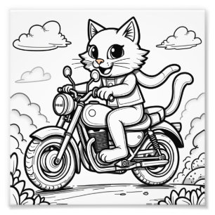 a cat riding a motorcycle  photo print