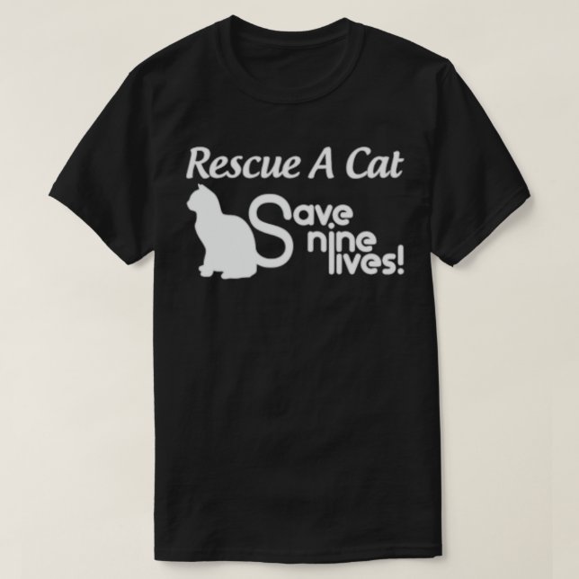 A Cat Save Nine Lives Cat Lovers  T-Shirt (Design Front)