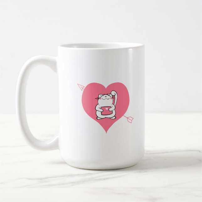 A cat showing his love coffee mug (Left)