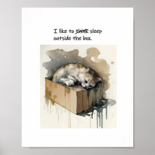 A Cat That Likes To Sleep Outside The Box Poster