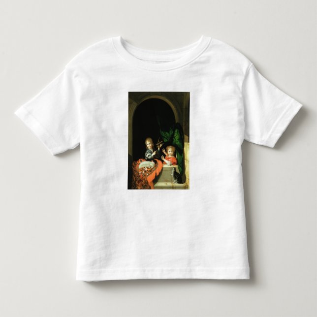 A Cat watching two boys Toddler T-Shirt (Front)