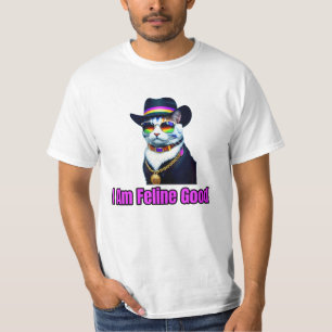A Cat Wearing a Fedora and Sunglasses T-Shirt