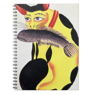 A cat with a fish in its mouth, from the Rudyard K Notebook