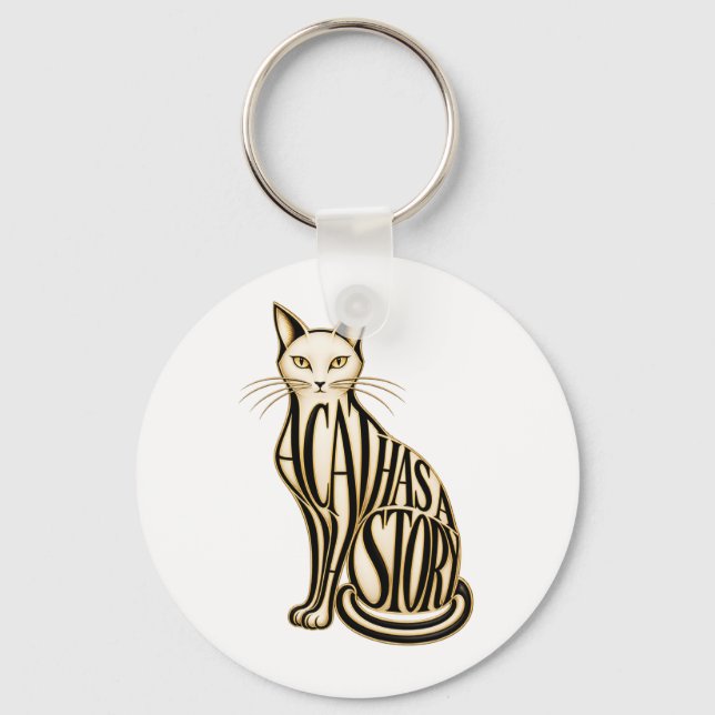 A Cat with a Story Key Ring (Front)