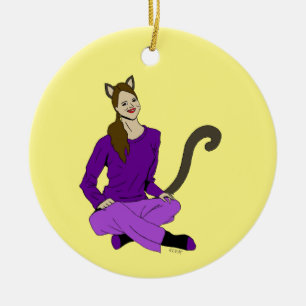 a catgirl ceramic tree decoration