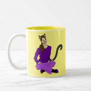 a catgirl Two-Tone coffee mug
