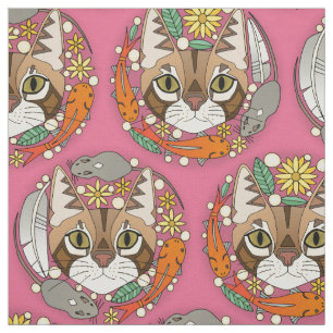 a cat's life polka pink fabric