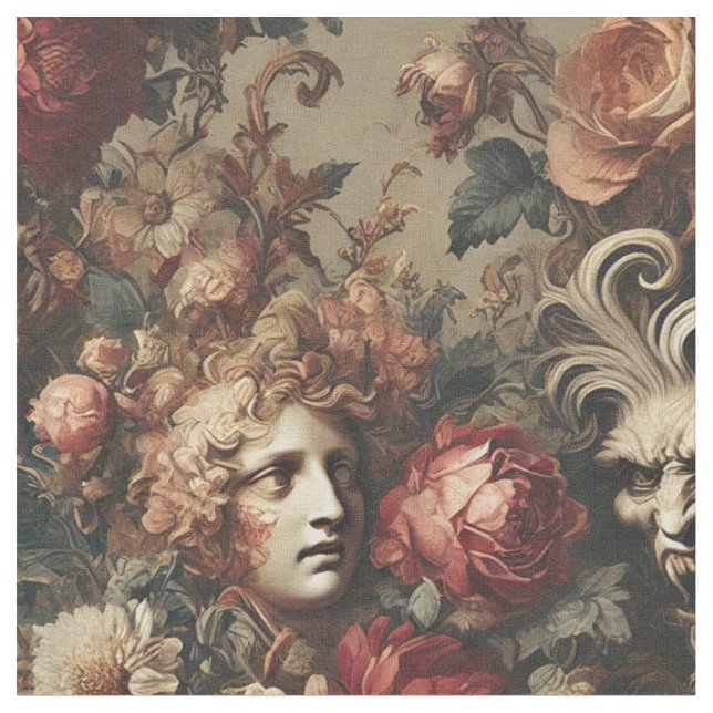 A Cautionary Flourish - Gothic Statement Tile Fabric (Close Up)