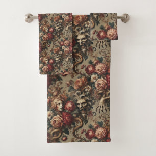 A Cautionary Flourish - Gothic Victorian  Bath Towel Set