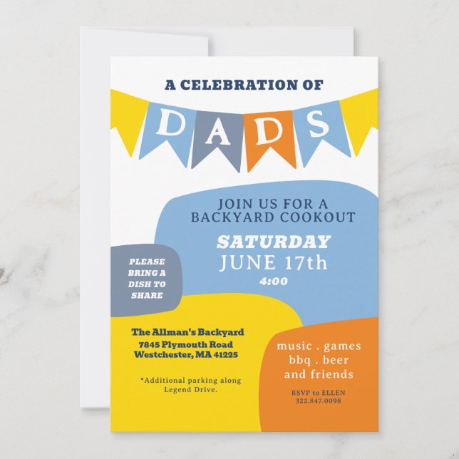 A Celebration of Dads Father's Day Cookout Party Invitation (Front)