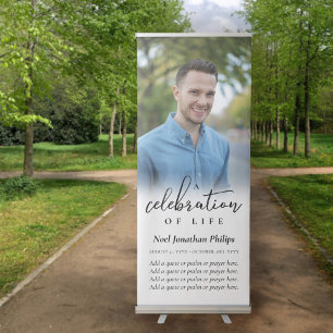 A Celebration Of Life Large Photo & Quote or Psalm Retractable Banner