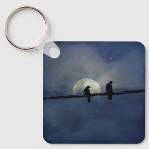 A Celestial Pair Of Crows Key Ring