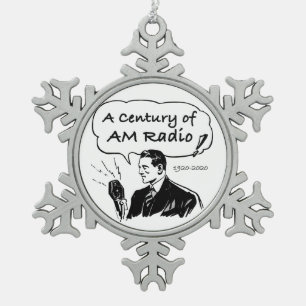 A Century of AM Radio Broadcasting Snowflake Pewter Christmas Ornament