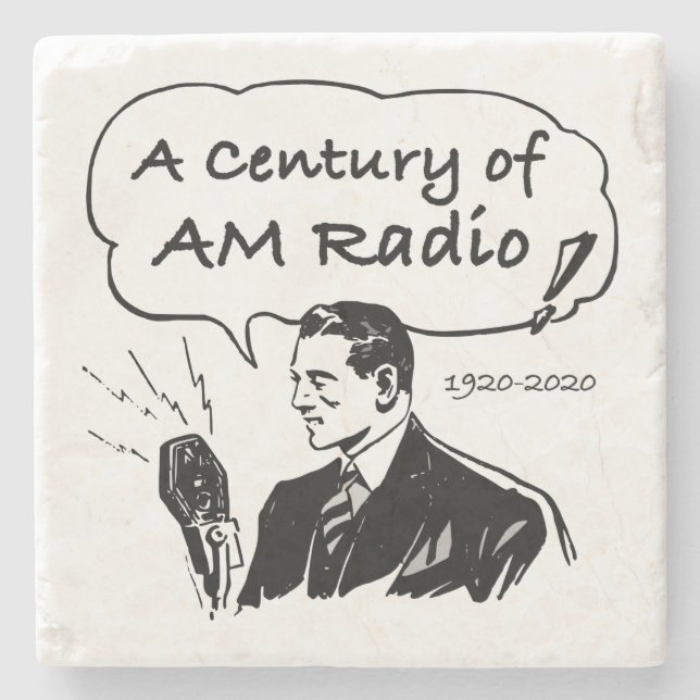A Century of AM Radio Broadcasting Stone Coaster (Front)