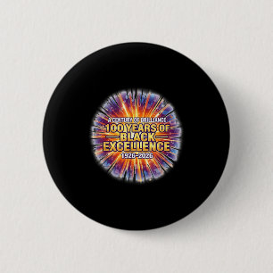 A century of brilliance 100 years of black 6 cm round badge