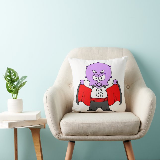 A Ceratops Dinosaur Dressed Up As Count Dracula. Cushion (Chair)