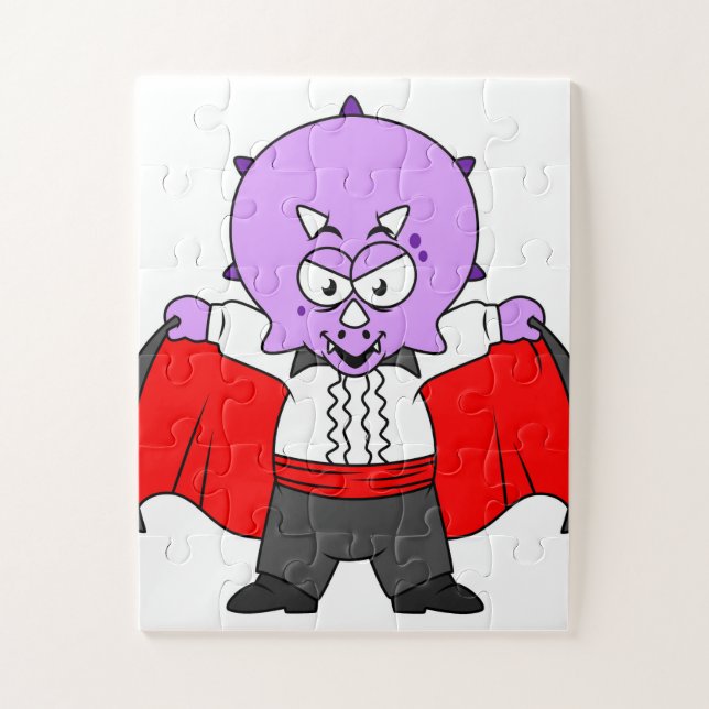 A Ceratops Dinosaur Dressed Up As Count Dracula. Jigsaw Puzzle (Vertical)