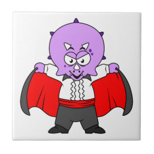 A Ceratops Dinosaur Dressed Up As Count Dracula. Tile