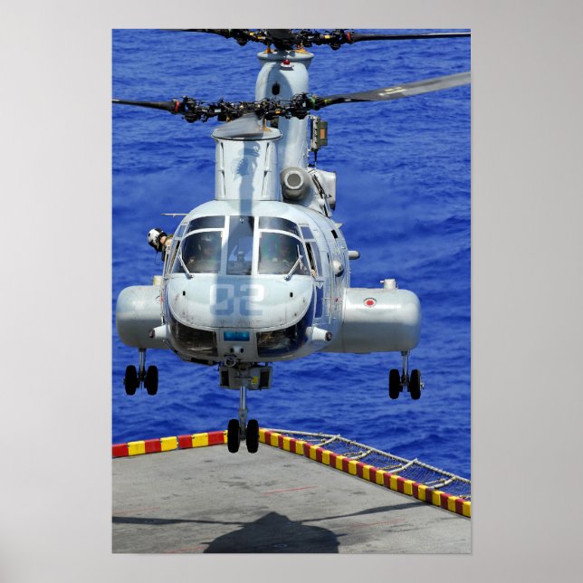 A CH-46E Sea Knight helicopter Poster (Front)