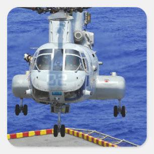 A CH-46E Sea Knight helicopter Square Sticker
