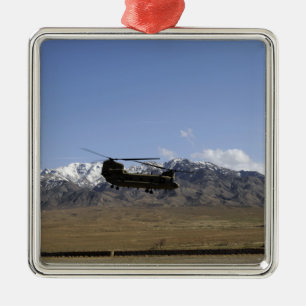 A CH-47 Chinook takes off Metal Tree Decoration