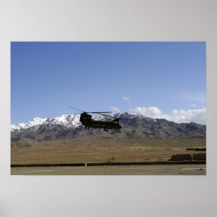 A CH-47 Chinook takes off Poster