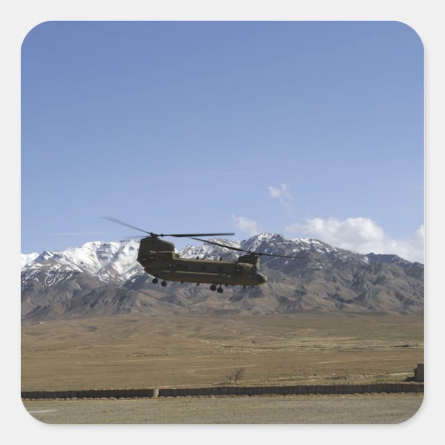A CH-47 Chinook takes off Square Sticker (Front)