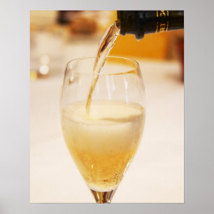 A champagne glass flute being filled with Gosset Poster