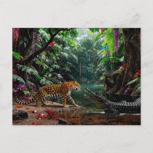 “A Chance Encounter” – Colourful Wildlife Portrait Holiday Postcard