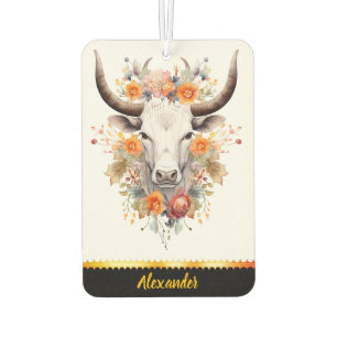 A charming air freshener shaped like a floral cow