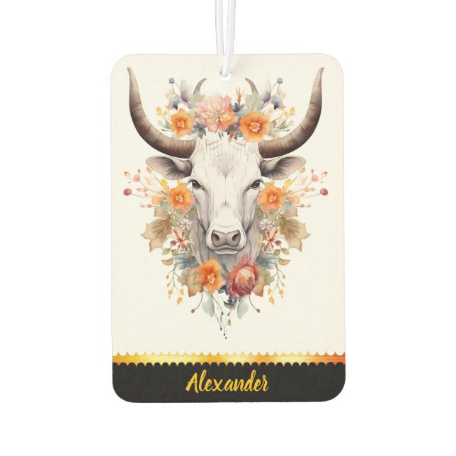 A charming air freshener shaped like a floral cow (Back)