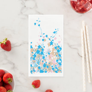 A charming arrangement of blue and pink flowers se napkin