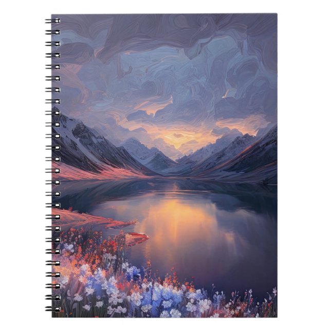 A Charming Lake Encircled by Majestic Mountains Notebook (Front)