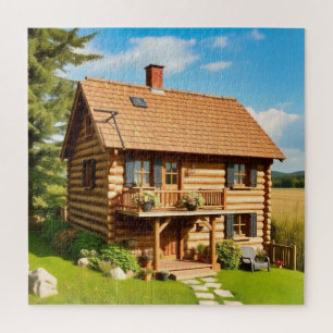 A charming log cabin jigsaw puzzle