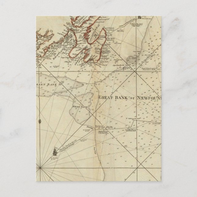 A Chart Of The Banks Of Newfoundland Postcard (Front)