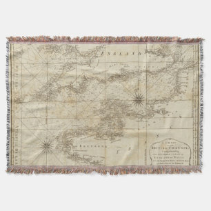 A chart of the British Channel Throw Blanket