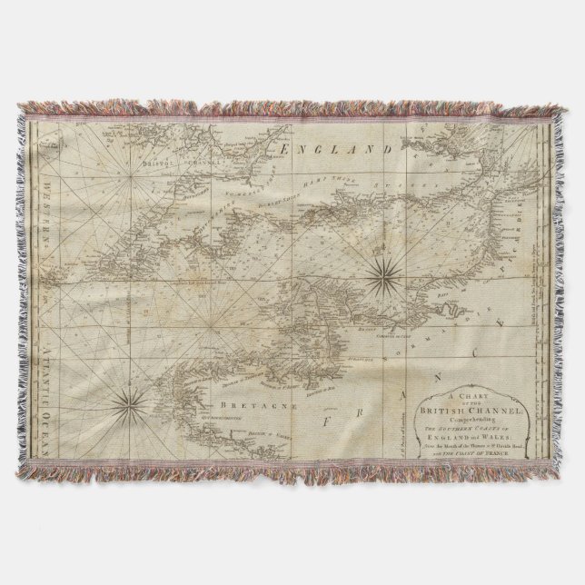 A chart of the British Channel Throw Blanket (Front)