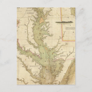 A Chart of the Chesapeake And Delaware Bays Postcard