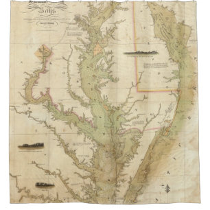 A Chart of the Chesapeake And Delaware Bays Shower Curtain