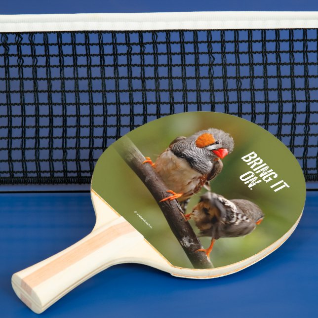 A Cheeky Pair of Zebra Finch Songbirds Ping Pong Paddle (Insitu)
