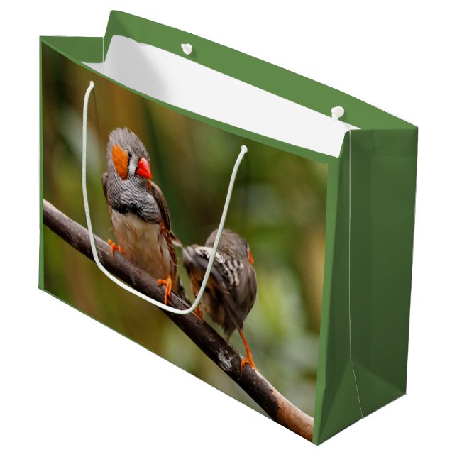 A Cheeky Pair of Zebra Finches Large Gift Bag (Front Angled)