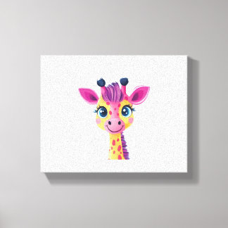 A cheerful and whimsical design of a young giraffe canvas print