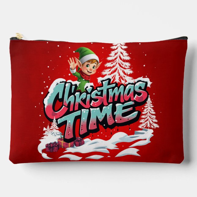 A cheerful cartoon elf  accessory pouch (Front)